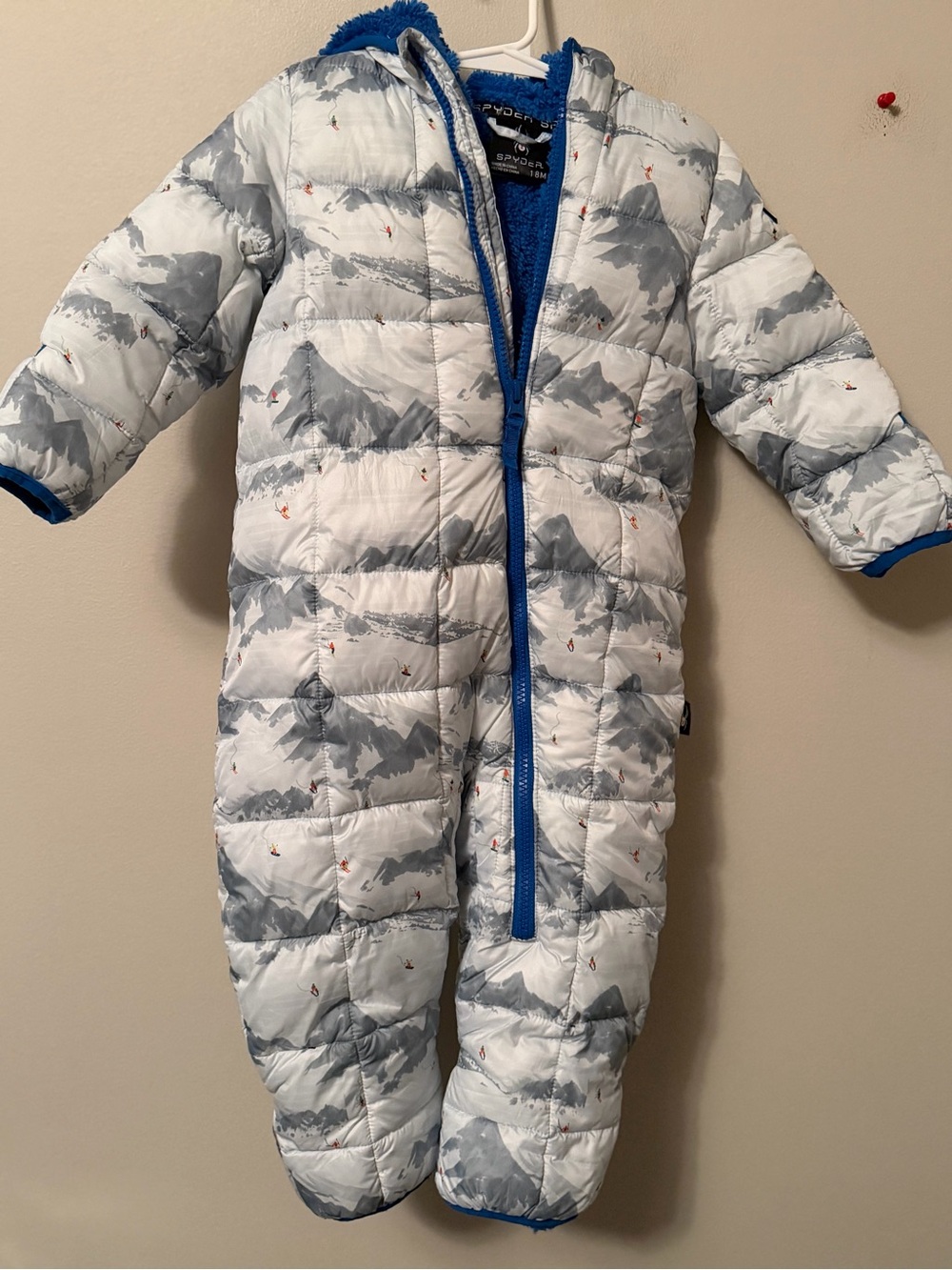 Spyder Kids White & Gray Mountain Print Puffer Snow Suit